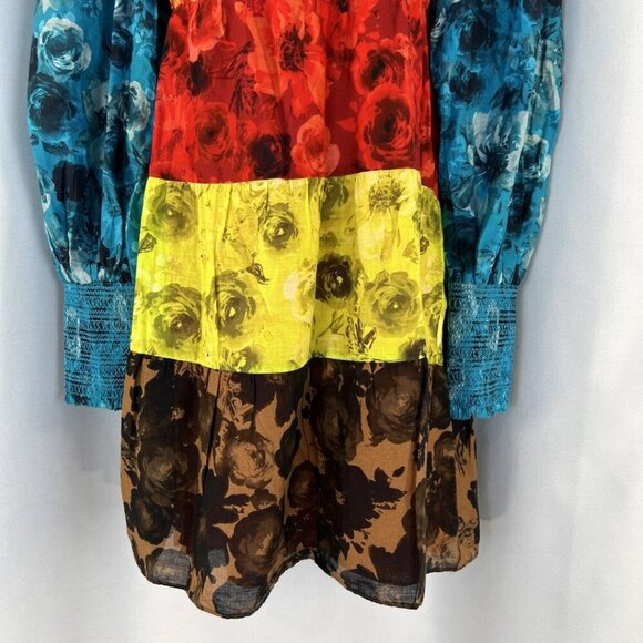 NWT Alice + Olivia Rowen Tiered Square Neck Babydoll Dress $440 - Picture 5 of 13